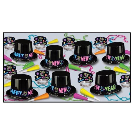 Beistle Neon New Year Party Favor Kit for 50